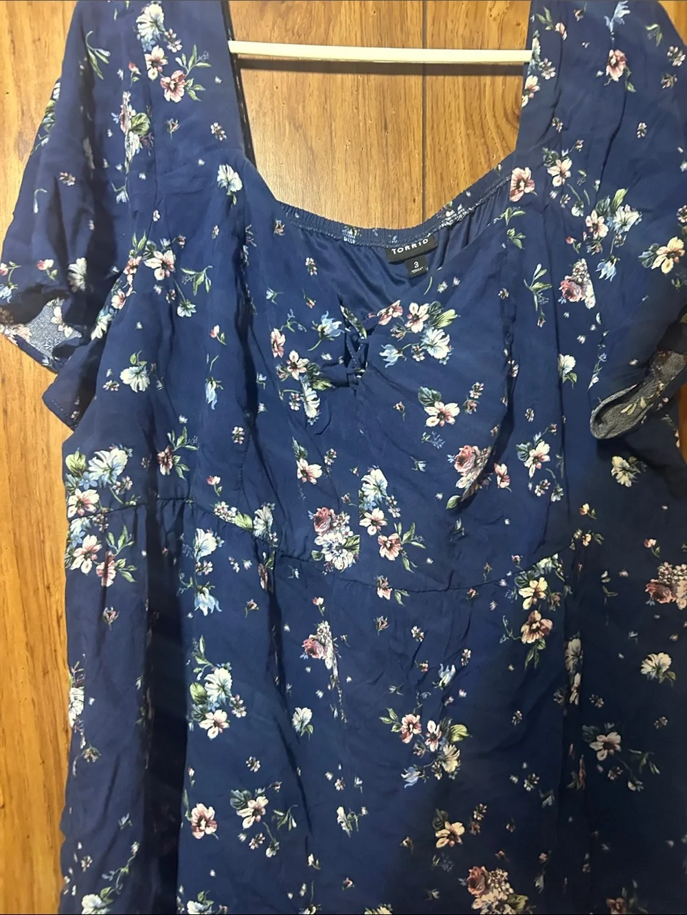 torrid Navy Floral Square Neck Tunic - Picture 3 of 4